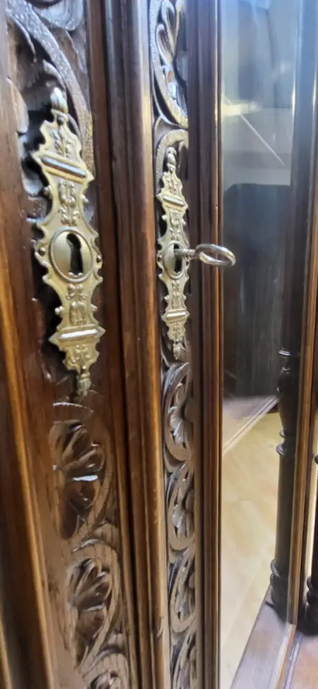 Vitrine Bibolotheksschrank Bücherschrank Herrenzimmer  Antik ca. 1900 Jh. 8