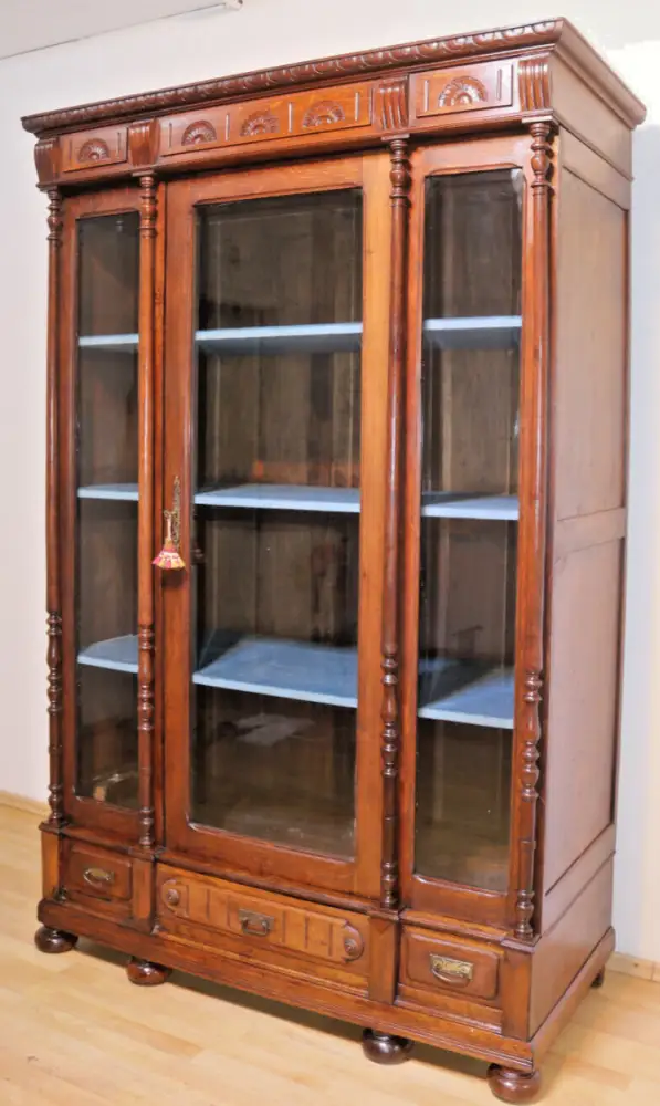 Bücherschrank Vitrine Wohnzimmer Anrichte Antik um 1900 1