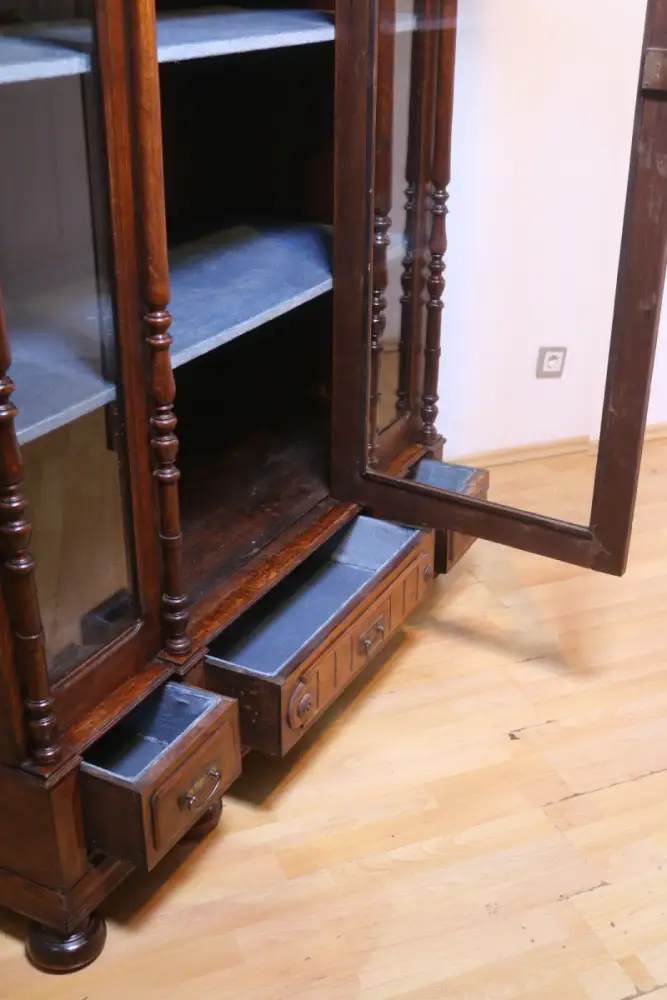 Bücherschrank Vitrine Wohnzimmer Anrichte Antik um 1900 6