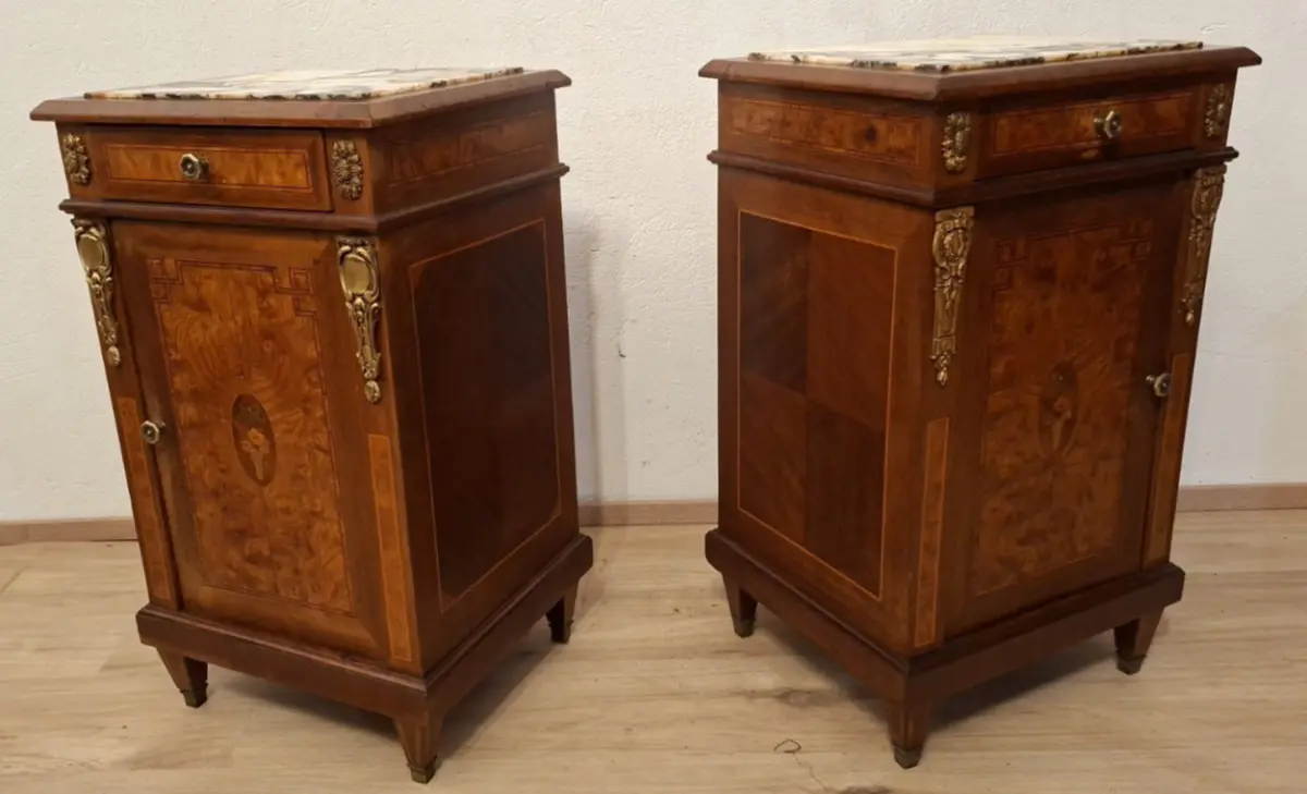 Antik 2 Nachtschränke  Frankreich Marmor ca. 1900Jh.