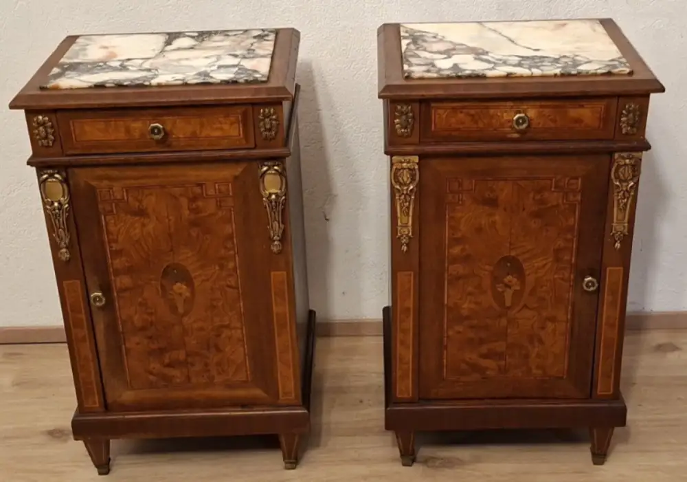 Antik 2 Nachtschränke  Frankreich Marmor ca. 1900Jh. 1