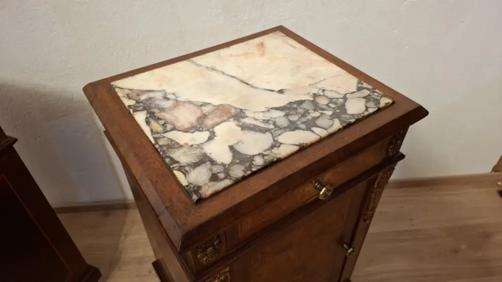 Antik 2 Nachtschränke  Frankreich Marmor ca. 1900Jh. 14