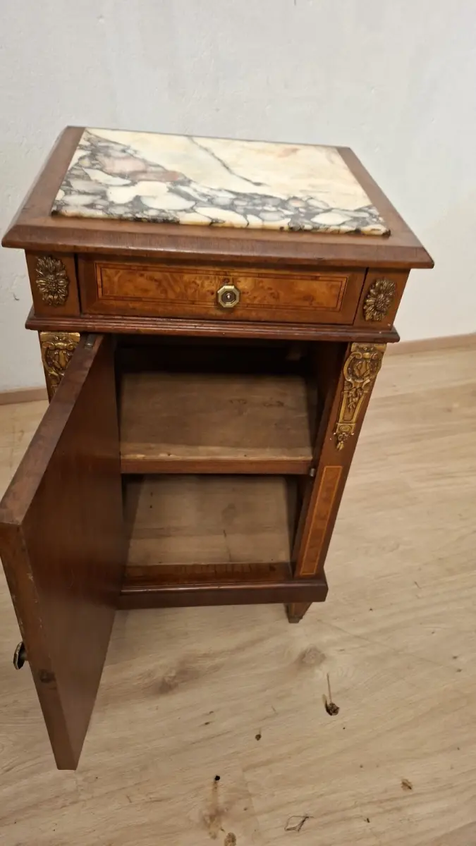 Antik 2 Nachtschränke  Frankreich Marmor ca. 1900Jh. 3