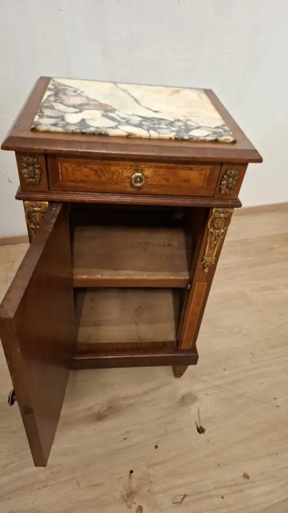 Antik 2 Nachtschränke  Frankreich Marmor ca. 1900Jh. 3