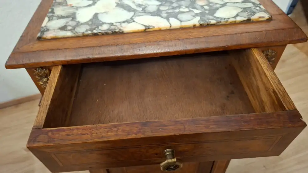 Antik 2 Nachtschränke  Frankreich Marmor ca. 1900Jh. 4