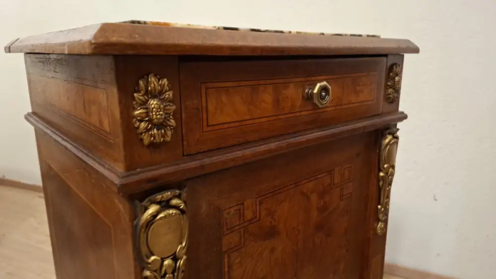 Antik 2 Nachtschränke  Frankreich Marmor ca. 1900Jh. 8