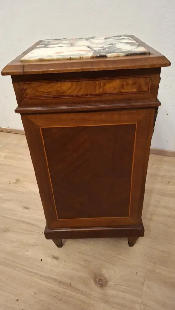 Antik 2 Nachtschränke  Frankreich Marmor ca. 1900Jh. 9