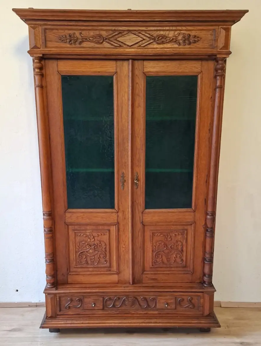 Vitrine Bibolotheksschrank Bücherschrank Herrenzimmer Gründe  Antik ca. 1900 Jh.