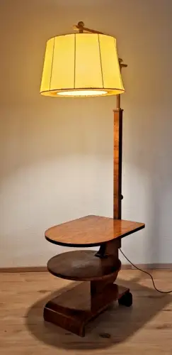 Antik Art Deco Leselampe mit Tisch, 1930