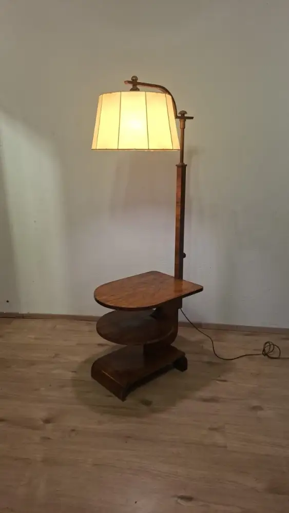 Antik Art Deco Leselampe mit Tisch, 1930 3