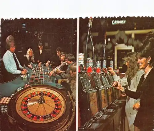 [Ansichtskarte] Reno–Tahoe Casino Scenes – Roulette & Slot Machines – Courtesy of Harold’s Club (1960s). 