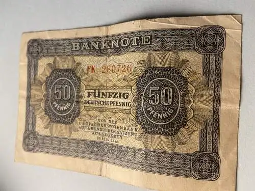 50 Deutsche Pfennig-Banknote 1948 6-stellig Serie