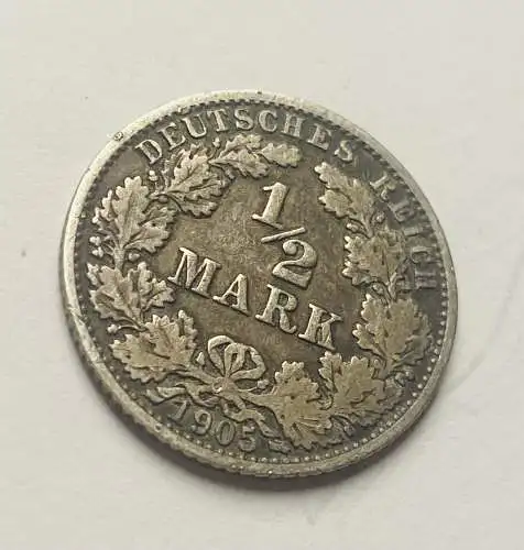 Deutsches Kaiserreich 1/2 Mark 1905 A