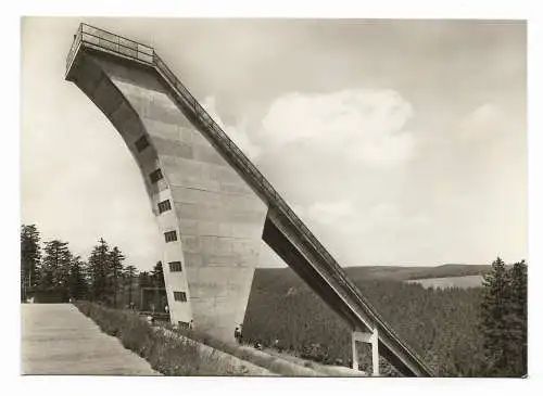 [Echtfotokarte schwarz/weiß] Oberhof i. Thür. - Schanze am Rennsteig. 