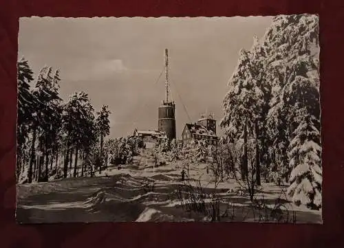 [Echtfotokarte schwarz/weiß] Großer Inselsberg - Post Brotterode. 