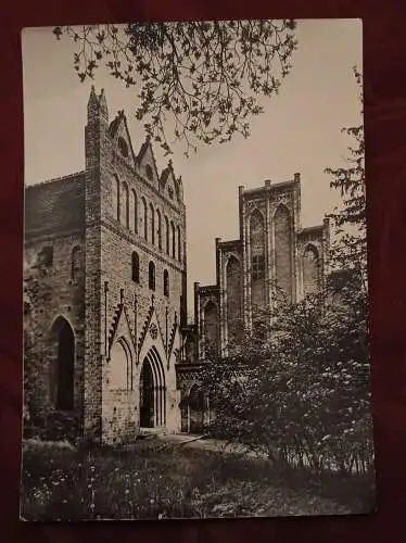 [Echtfotokarte schwarz/weiß] Kloster Chorin - Hauptportal und Brauhausgiebel. 