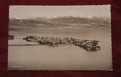 [Echtfotokarte schwarz/weiß] Lindau im Bodensee. 