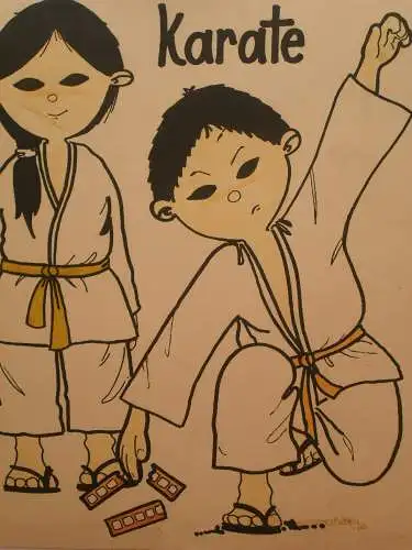 VIER ORIGINAL SIGNIERTE ZEICHNUNGEN.