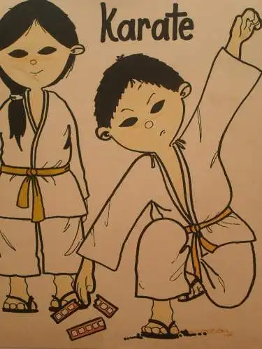 VIER ORIGINAL SIGNIERTE ZEICHNUNGEN.