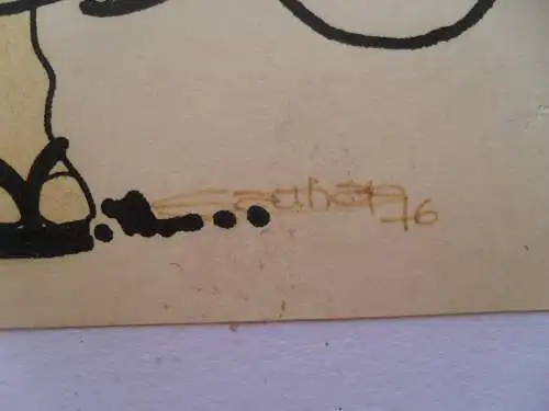 VIER ORIGINAL SIGNIERTE ZEICHNUNGEN.