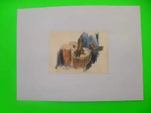 VIER ORIGINAL SIGNIERTE ZEICHNUNGEN.