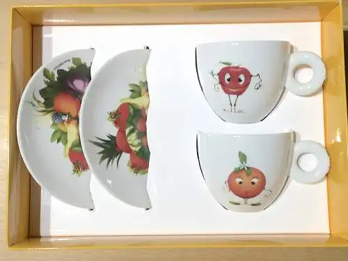 4 x ILLY Art Collection 2015 Expo Milan Maskotchen Cappuccino Tassen mit Untertassen 