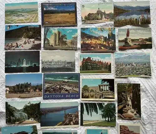 [Echtfotokarte farbig] Gemischtes Konvolut aus 39 Ansichtskarten USA 
