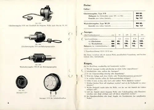 Elektrische Ferndrehzahlmesser. 