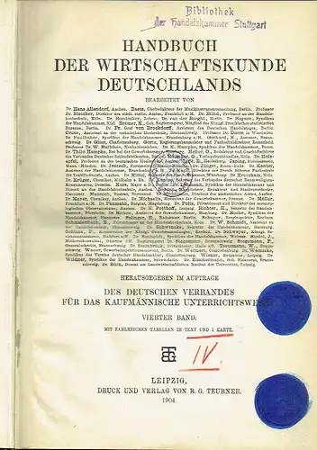 Handbuch der Wirtschaftskunde Deutschlands
 Band 4. 