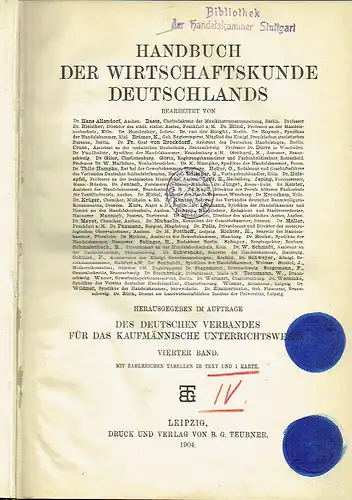 Handbuch der Wirtschaftskunde Deutschlands. 