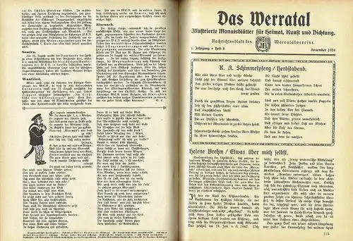 Das Werratal
 Illustrierte Monatsblätter für Heimat, Kunst und Dichtung - Nachrichtenblatt des Werratalvereins
 Erster und zweiter Jahrgang. 