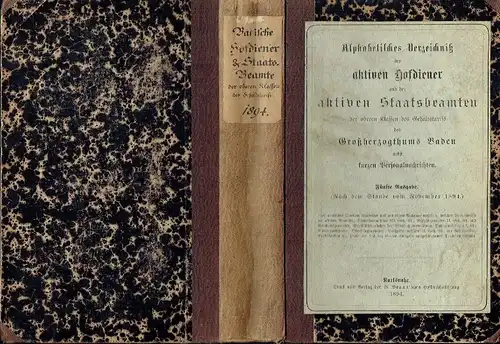 Alphabetisches Verzeichnis der aktiven Hofdiener und der aktiven Staatsbeamten der oberen Klassen des Gehaltstarifs des Großherzogthums Baden
 nebst kurzen Personalnachrichten. 