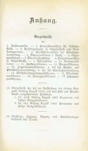 Alphabetisches Verzeichnis der aktiven Hofdiener und der aktiven Staatsbeamten der oberen Klassen des Gehaltstarifs des Großherzogthums Baden
 nebst kurzen Personalnachrichten. 