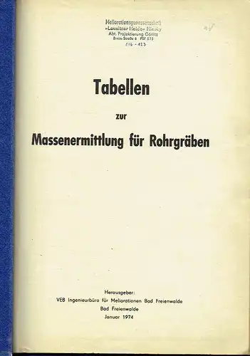 Günter Bringe
 Autorenkollektiv: Tabellen zur Massenermittlung für Rohrgräben. 