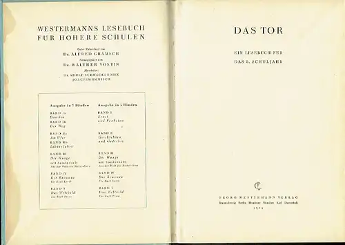 Das Tor
 Ein Lesebuch für das 5. Schuljahr. 