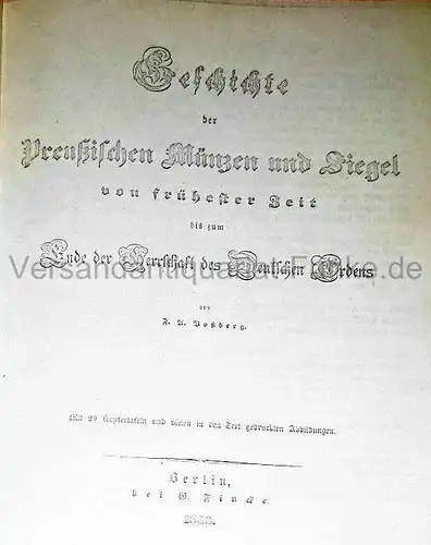 F. A. Voßberg: Geschichte der Preußischen Münzen und Siegel
 von frühester Zeit bis zum Ende der Herrschaft des deutschen Ordens. 