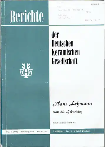 Berichte der Deutschen Keramischen Gesellschaft
 Band 41, Heft 9. 