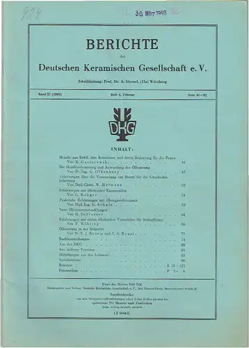 Berichte der Deutschen Keramischen Gesellschaft
 Band 37, Heft 2. 