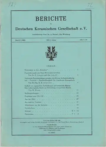 Berichte der Deutschen Keramischen Gesellschaft
 Band 37, Heft 1. 