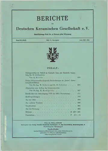 Berichte der Deutschen Keramischen Gesellschaft
 Band 36, Heft 11. 