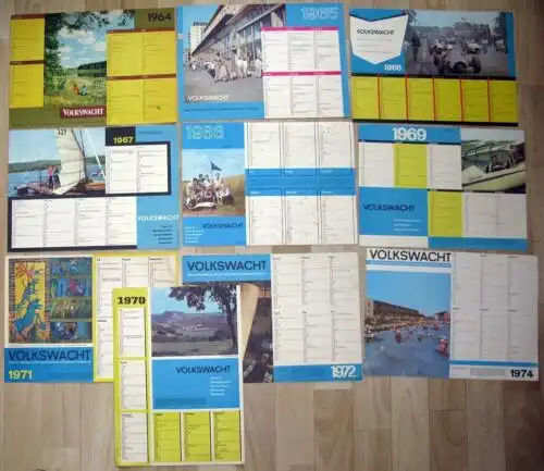 10 DDR-Kalender 1964-1974. 