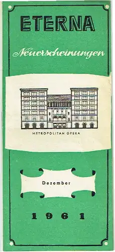 VEB Deutsche Schallplatten: Eterna Neuerscheinungen Dezember 1961. 