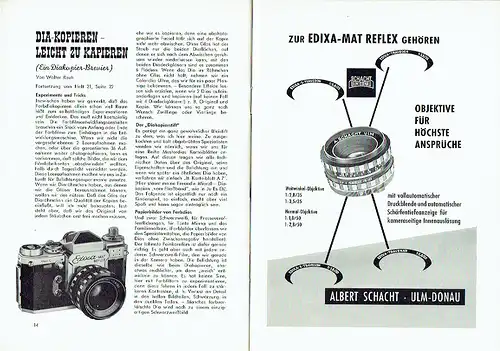 Edixa Post
 Kundenzeitschrift des Kamerawerks Gebr. Wirgin
 Heft 22, Januar 1961. 