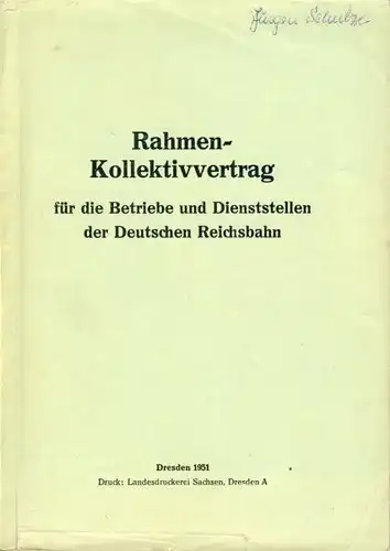 Rahmen-Kollektivvertrag für die Betriebe und Dienststellen der Deutschen Reichsbahn
 abgeschlossen zwischen der Generaldirektion der Deutschen Reichsbahn und dem Zentralvorstand der IG Eisenbahn. 