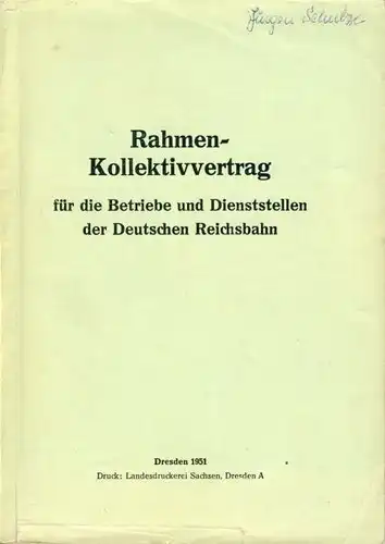 abgeschlossen zwischen der Generaldirektion der Deutschen Reichsbahn und dem Zentralvorstand der IG Eisenbahn
 Rahmen-Kollektivvertrag für die Betriebe und Dienststellen der Deutschen Reichsbahn. 