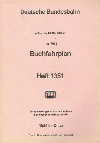 Buchfahrplan
 gültig vom 23. Mai 1982 an. 