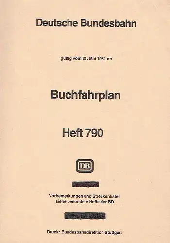 Buchfahrplan
 gültig vom 31. Mai 1981 an. 