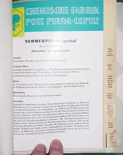 Chemische Fabrik Pott & Co. in Verwaltung, Pirna-Copitz
 Hersteller-Produktkatalog. 