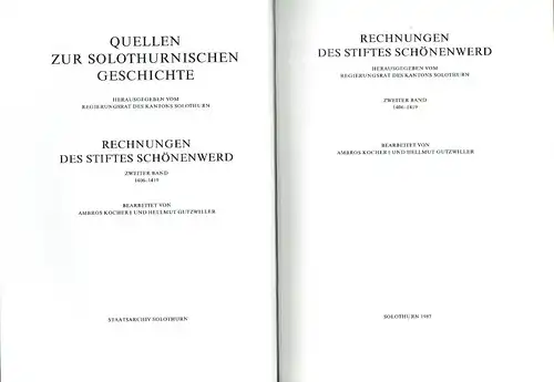 Ambros Kocher
 Hellmut Gutzwiler: Rechnungen des Stiftes Schönenwerd
 Band 1 und 2, Quellen zur Solothurnischen Geschichte. 