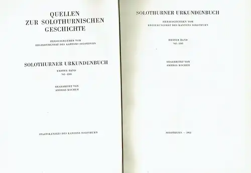 Ambros Kocher: Solothurner Urkundenbuch. 